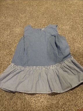 Time and Tru Blue and White Striped Cold-Shoulder Peplum Top